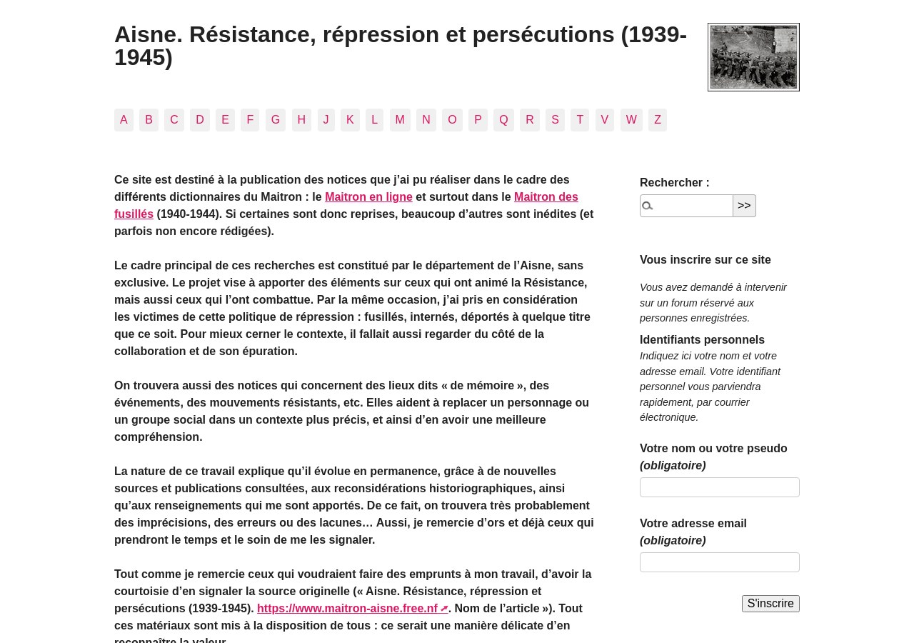 Aisne. Résistance, répression et persécutions (1939-1945)